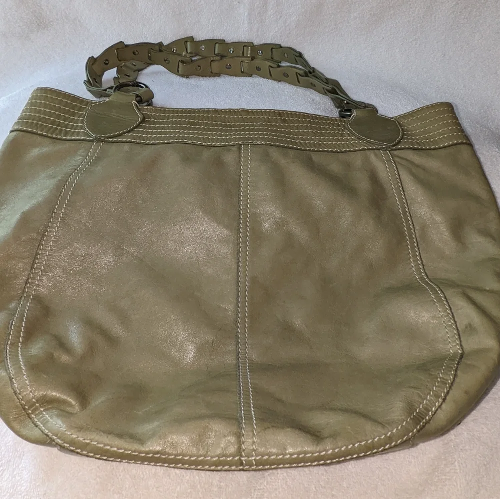 Francesco Biasia green leather hobo bag.